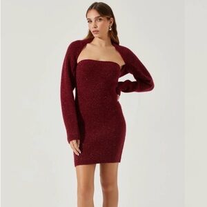 Astr long sleeve shrug and mini sweater dress